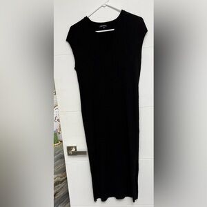 525 America Sleeveless Black Ribbed Maxi Dress